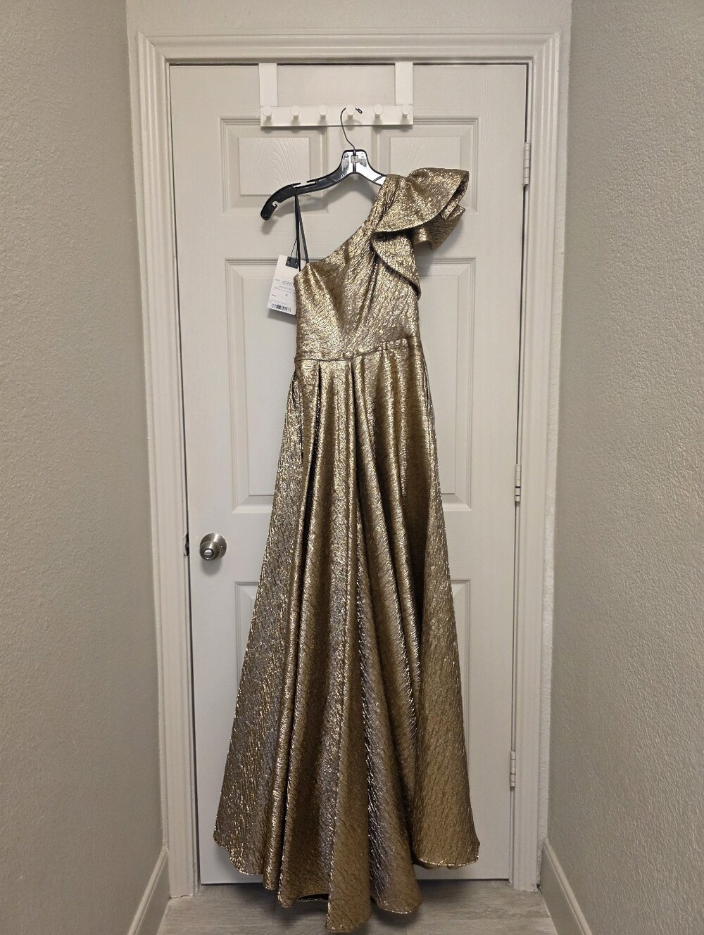 Mac Duggal Antique Bronze One-Shoulder Gown